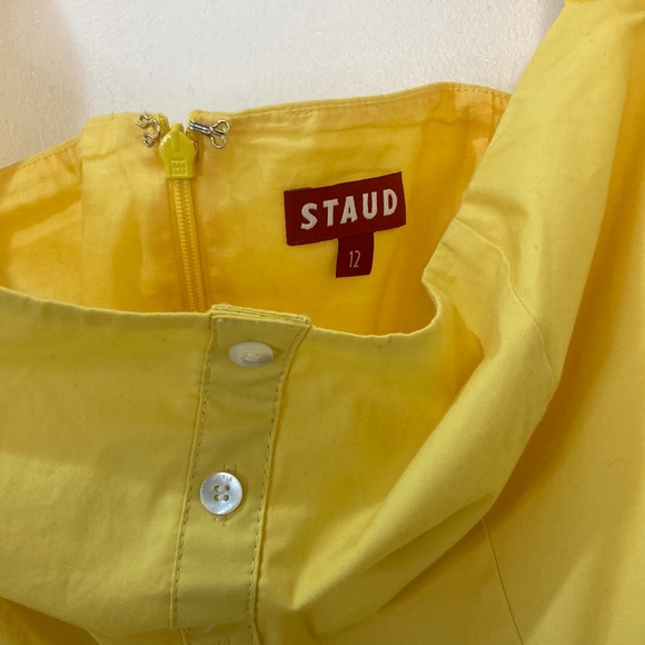 Gently worn STAUD  Yellow Button-Down Sundress. Zip up back, tiered maxi size 12 - Picture 7 of 7